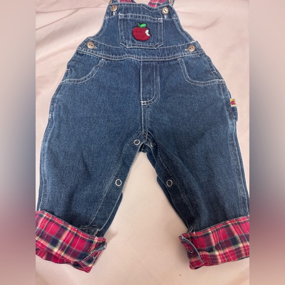 Vintage Carter’s Baby Denim Overalls Apple Embroidered 6–9 Months - Picture 3 of 7